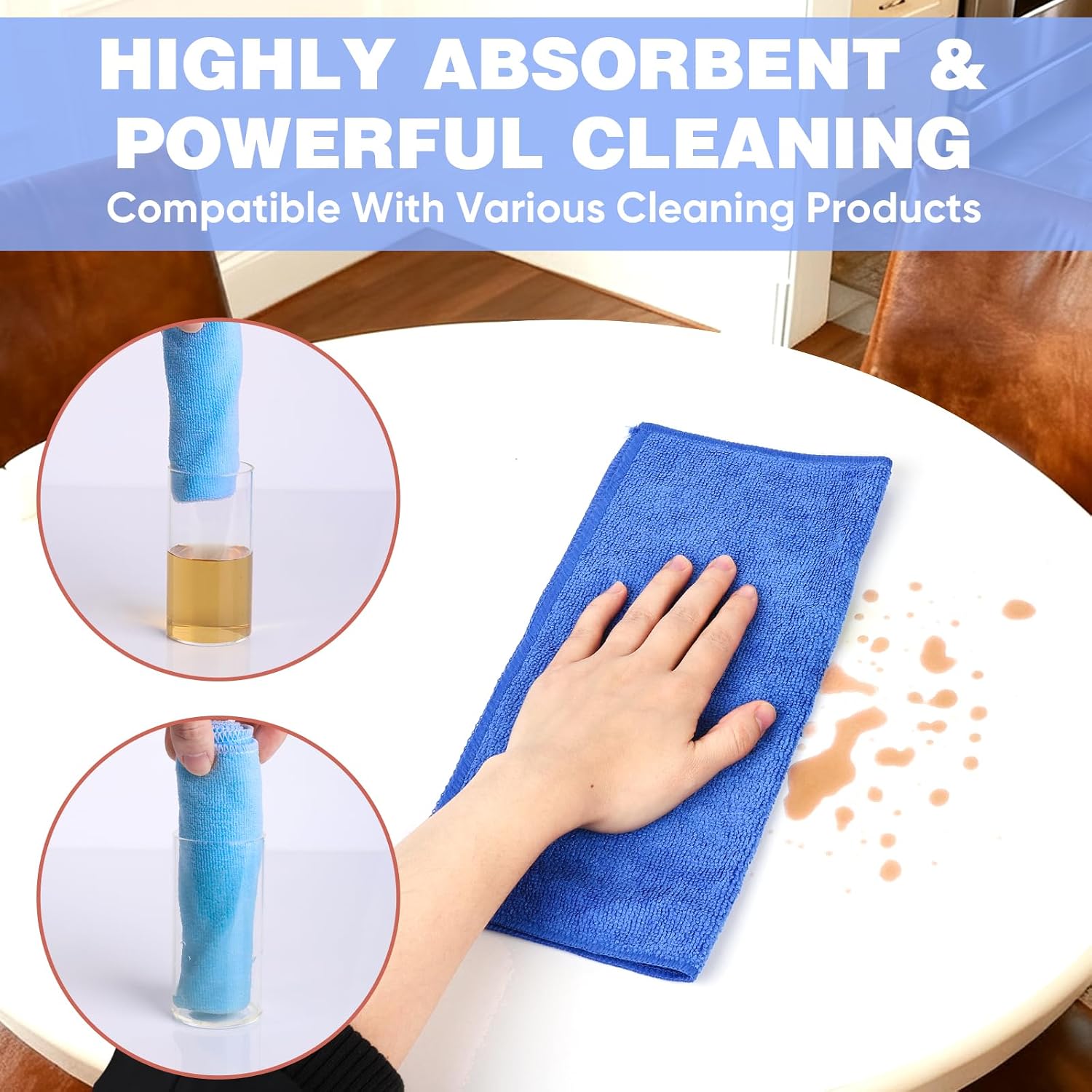 TEAWOO 10 Colors Microfiber Cleaning Cloths, 10 Pack Assorted Cleaning Rags | Microfiber Towels, Car Towels, Kitchen Towels, Bathroom Towels, Household Cleaning, 11.8"X11.8" - Image 3