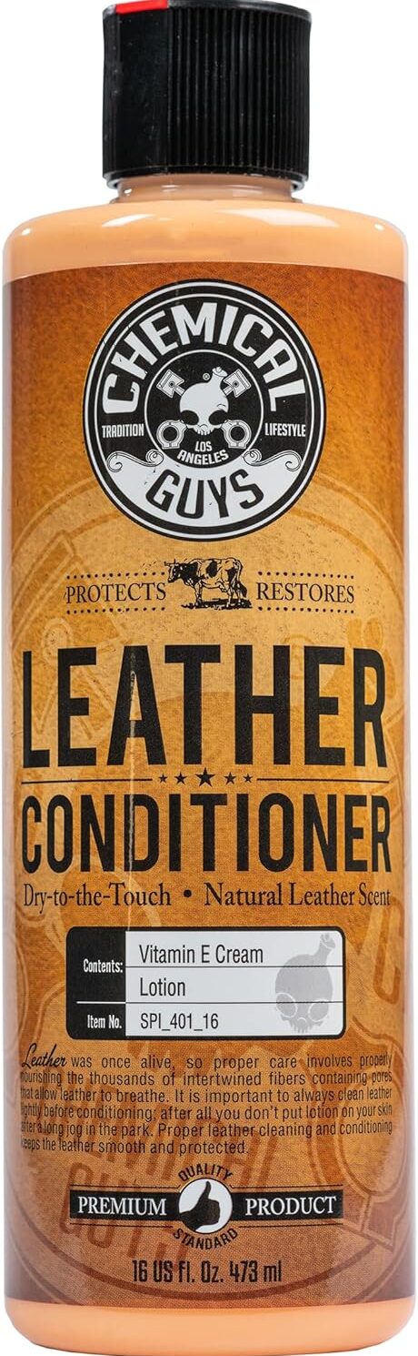 Chemical Guys, Vintage Series Leather Conditioner for Car Interiors, 16 oz | Nourishes and conditions natural, synthetic and faux leather seats, keeping them soft, supple and protected
