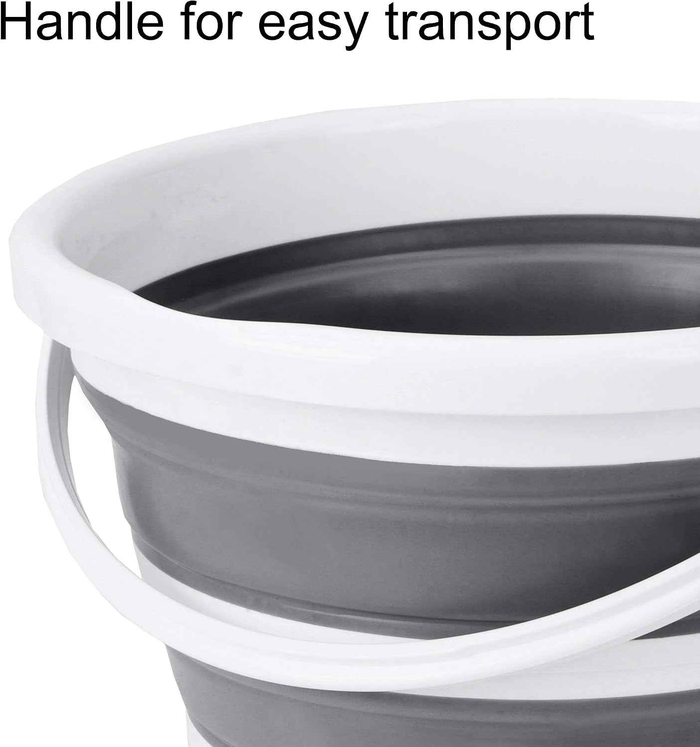 Eurow Indoor and Outdoor Collapsible Bucket with Handle, 10 Liters, 2.6 Gallons, Gray and White - Image 5